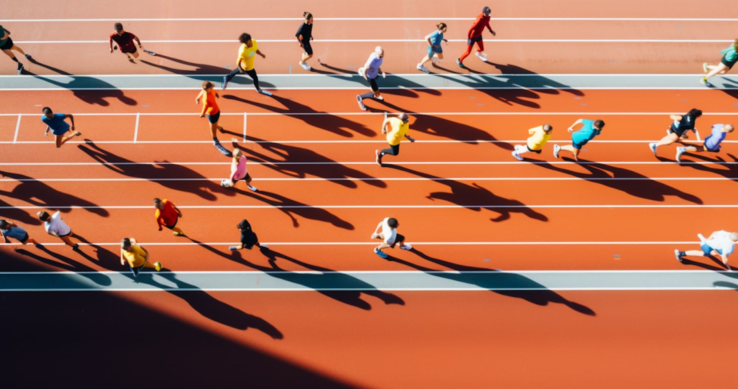People running on tracks